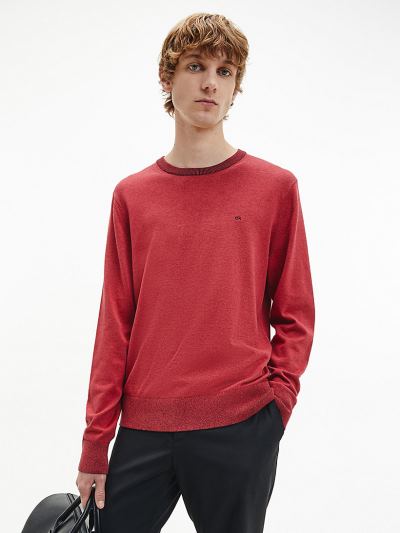 Calvin Klein Ruhák HU340105 | Calvin Klein Organic Cotton Silk Férfi Pulóver Rózsaszín